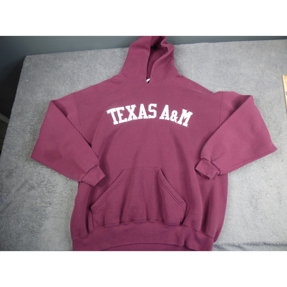 Vintage Texas A&M University Hoodie Maroon Mens 2XL Sweatshirt NCAA M.J. Soffe